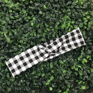 black and white gingham headband